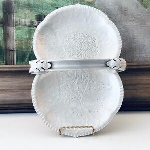 Vintage Hand-Wrought Continental "Silverlook" Handled Floral Mum Tray Dish #539